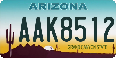 AZ license plate AAK8512