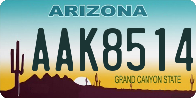 AZ license plate AAK8514