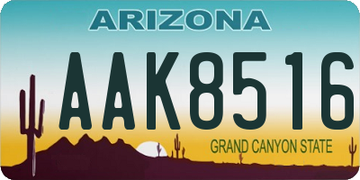 AZ license plate AAK8516