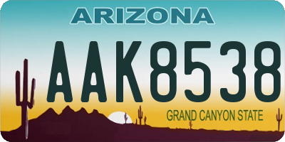 AZ license plate AAK8538