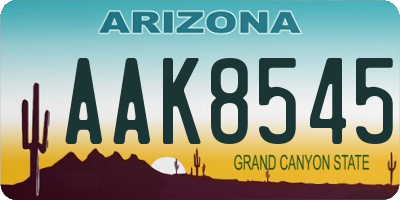 AZ license plate AAK8545