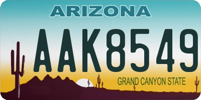 AZ license plate AAK8549