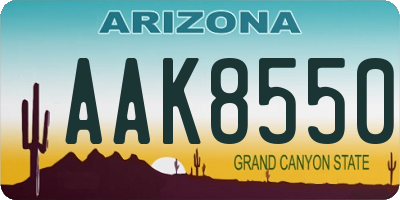 AZ license plate AAK8550