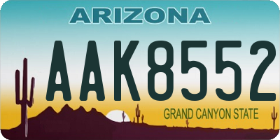 AZ license plate AAK8552