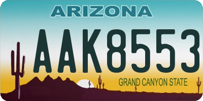 AZ license plate AAK8553