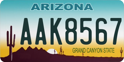 AZ license plate AAK8567