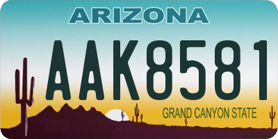 AZ license plate AAK8581