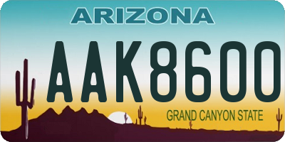 AZ license plate AAK8600