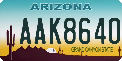 AZ license plate AAK8640