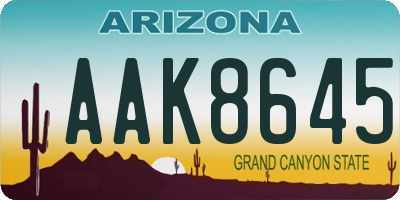 AZ license plate AAK8645