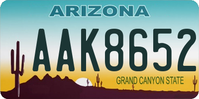 AZ license plate AAK8652