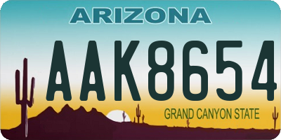 AZ license plate AAK8654