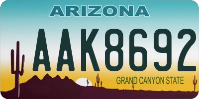 AZ license plate AAK8692