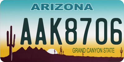 AZ license plate AAK8706