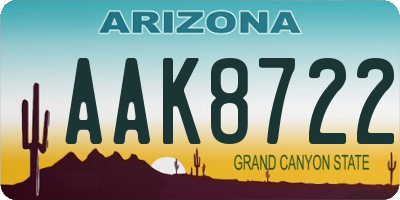 AZ license plate AAK8722