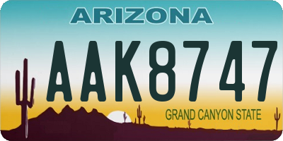 AZ license plate AAK8747