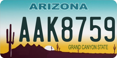 AZ license plate AAK8759