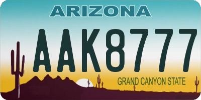AZ license plate AAK8777