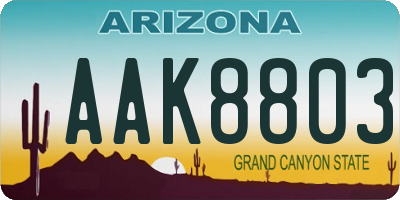 AZ license plate AAK8803