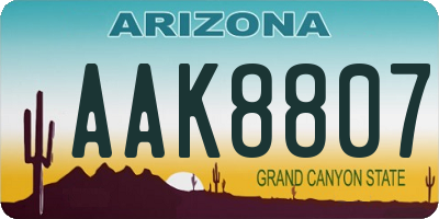 AZ license plate AAK8807