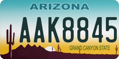 AZ license plate AAK8845