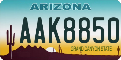 AZ license plate AAK8850