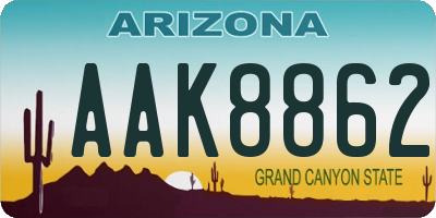 AZ license plate AAK8862