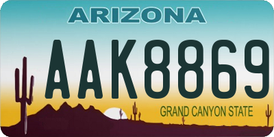 AZ license plate AAK8869