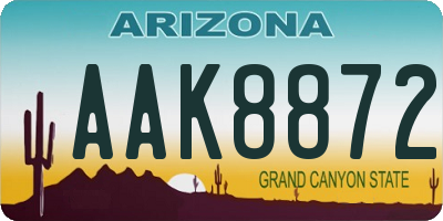 AZ license plate AAK8872