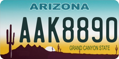 AZ license plate AAK8890