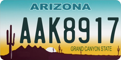 AZ license plate AAK8917