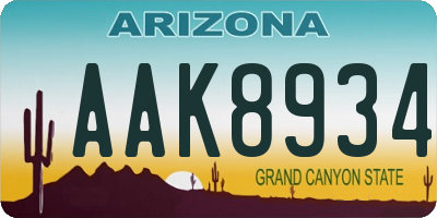 AZ license plate AAK8934