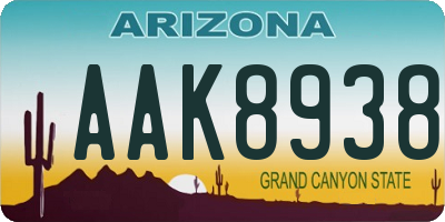 AZ license plate AAK8938