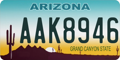 AZ license plate AAK8946