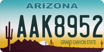 AZ license plate AAK8952