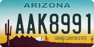 AZ license plate AAK8991