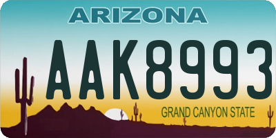 AZ license plate AAK8993