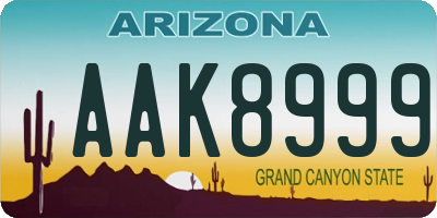 AZ license plate AAK8999