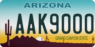 AZ license plate AAK9000