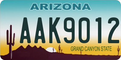 AZ license plate AAK9012
