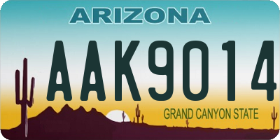 AZ license plate AAK9014