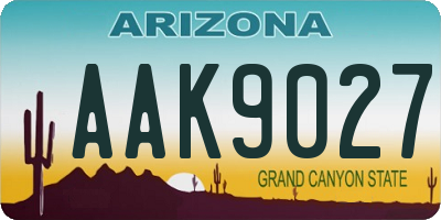 AZ license plate AAK9027