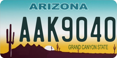 AZ license plate AAK9040