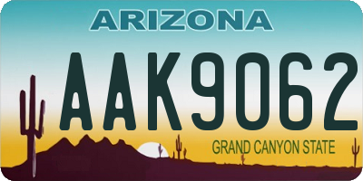AZ license plate AAK9062