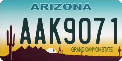 AZ license plate AAK9071