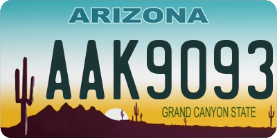 AZ license plate AAK9093
