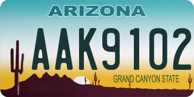 AZ license plate AAK9102