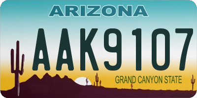 AZ license plate AAK9107