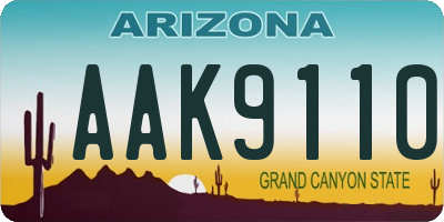 AZ license plate AAK9110