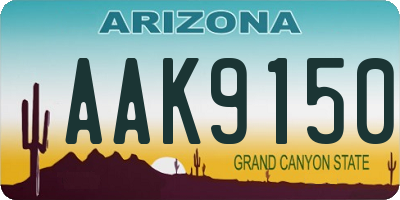 AZ license plate AAK9150